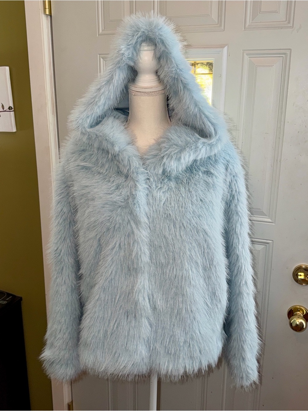 NWT Wild Fable Faux Fur Jacket Light Blue Size Medium